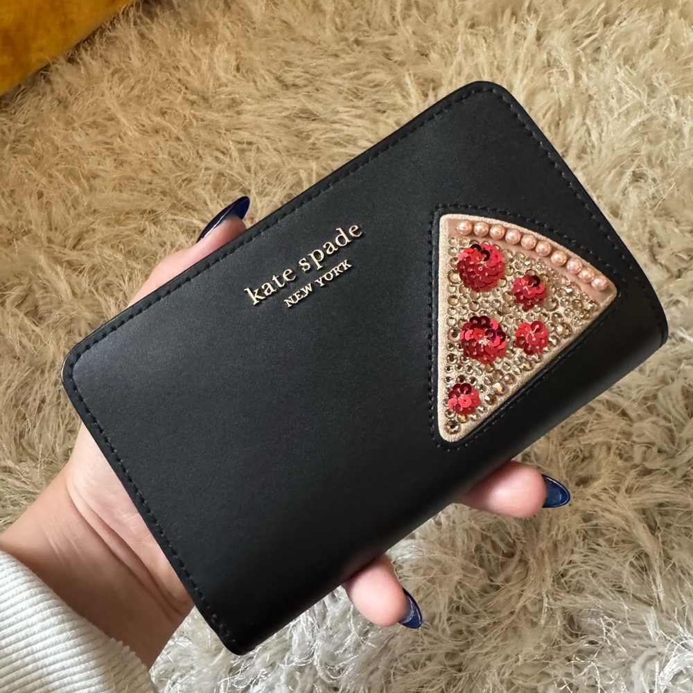 Kate Spade Pizza Wallet with Gem Design (Black) - Picture 6 of 9